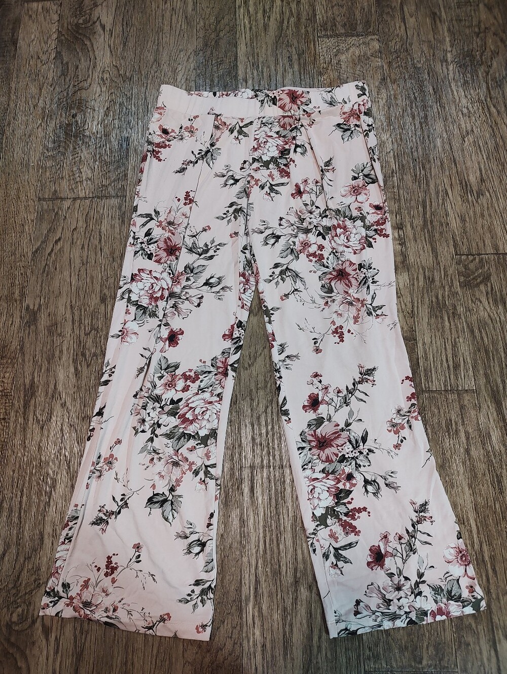 Soho Apparel Pink Floral Wide-Leg Women's Pants Size 1X